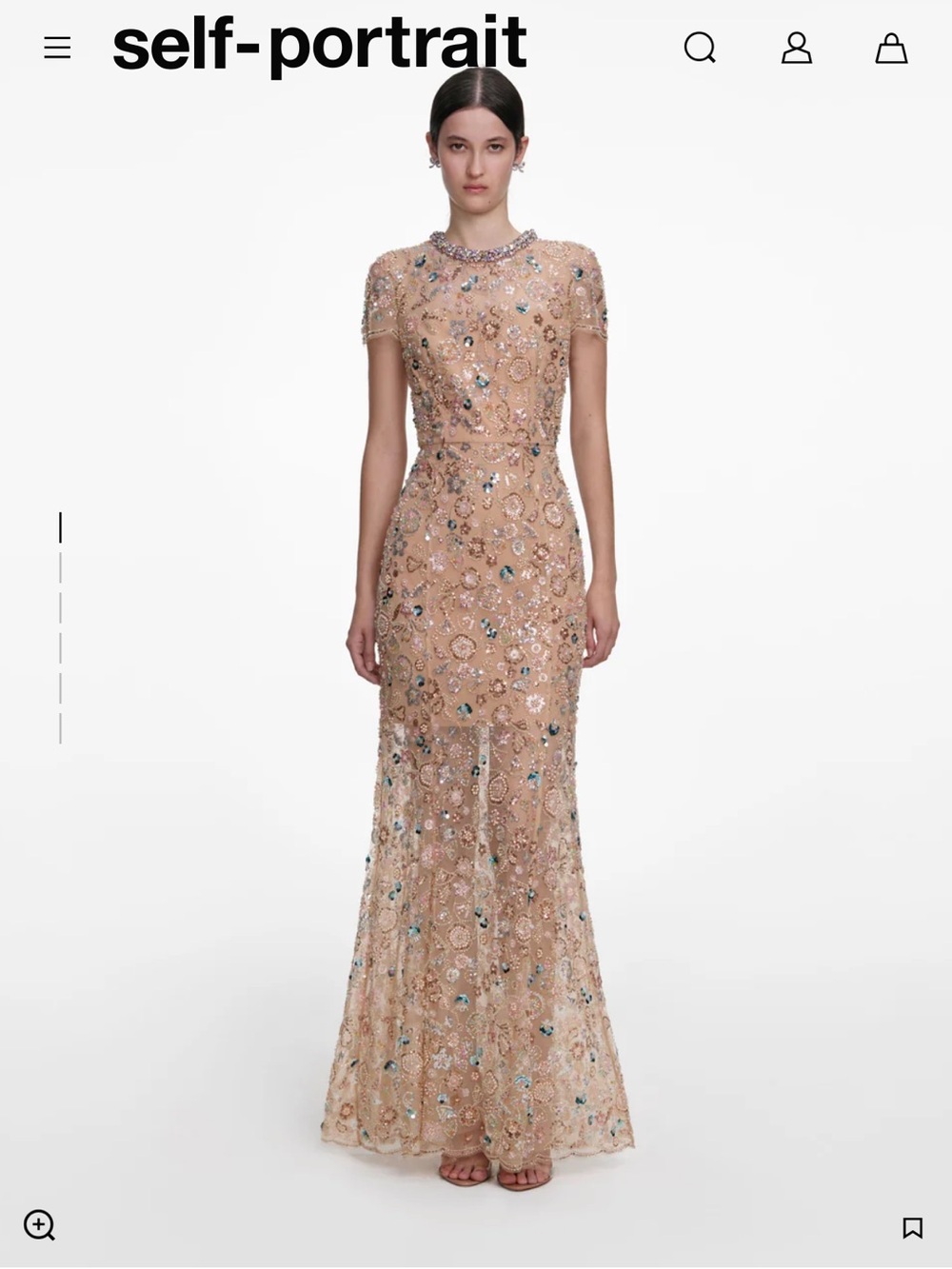 Self-Portrait Champagne Sequin Embellished Maxi Dress